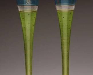 Pier 1 Hand-Painted Champagne Flutes