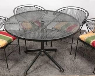 Mid-Century Wrought Iron Patio Set, 5 Pieces