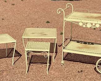 Mid Century Modern Tea Cart and Tables Set