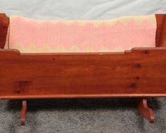 Solid Pine Wooden Rocking Cradle