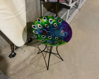 Peacock bird bath