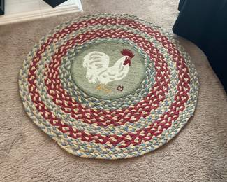 Beautiful, braided rooster rug