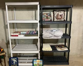 30 plastic PVC like new shelving $30 a section if you need it you may call me and say I need some black or white but the shelves are all full. I really need the shelves until Sunday.