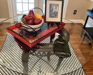 Glass Top Painted Table