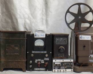 LOT ELECTRONICS INCLUDING CRAFTSMAN ENGINE ANALYZER, BELL & HOWELL PROJECTOR, JOHN WATSN IMPEDANCE METER, CURVE TRACER AND MORE