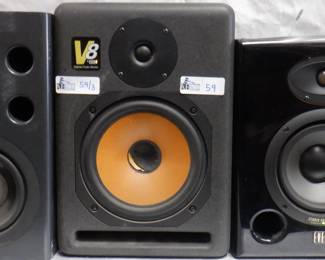 LOT OF 3 POWERED SPEAKERS INCLUDING KRK V8, ALESIS M1 ACTIVE, STUDIO PRECISION EVENT