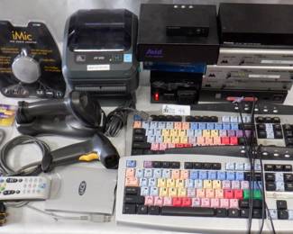 LOT ELECTRONICS INCLUDING MEDIA KEYBOARDS, M AUDIO CONVERSION BOXES, USB SCANNERS AND MORE