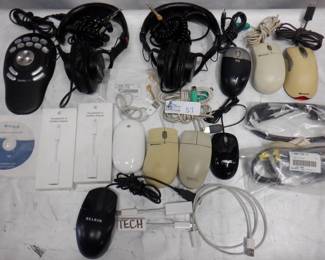 LOT MISC ELECTRONICS INCLUDING MICROSOFT WHEEL PACK, MAC ADAPTERS, SONY HEADPHONES