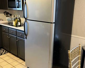 Stainless steel refrigerator.