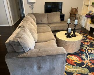 Sectional sofa.
Shell coffee table.