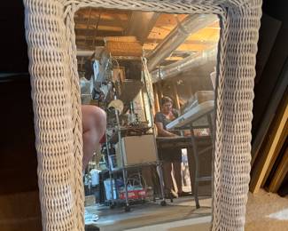 Wicker framed mirror
