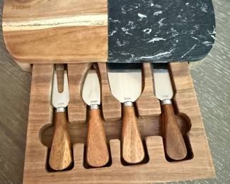 Marble and wood charcuterie board