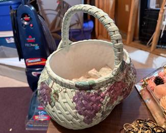 Grape themed ceramic basket