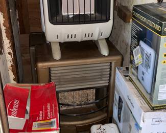 Heaters displayed under stairwell