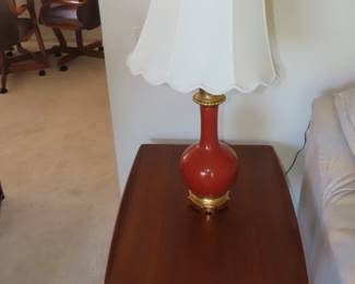 One of two matching MCM end tables.