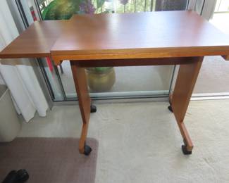Teak rolling table/desk/printer stand.