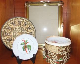 Small plates, frame and Moroccan dish.