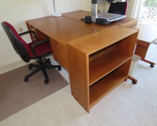 Bookcases and desks.