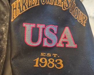 Large leather Harley-Davidson jacket with stitchery
$125