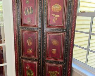 Folk Art Painted Corner Cabinet