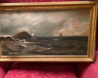 Marine Scene Oil ~ Style of WF Lansil