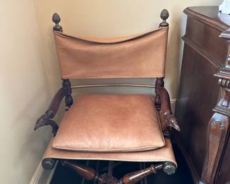Pair of Maitland Smith leather chairs 