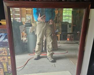 Carved Beveled Mirror - 28" x 45" for the 42" x 18" x 31" Tall - Victorian Elaborately Carved, Rosewood Demi Lune Reproduction Parlor, Entry or Accent table 