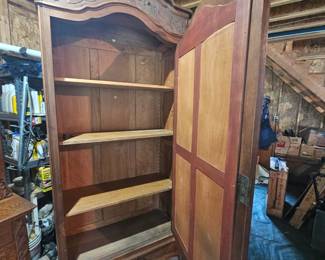Antique 1800's French Louis Philippe Walnut Wardrobe with Beveled Glass Door