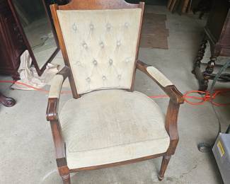 Vintage Louis XVI Style Tufted Accent Chair 