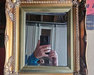 Vintage Louis XV, Scalloped, Gold Framed Beveled Glass Mirror 
	• 13" x 15"
