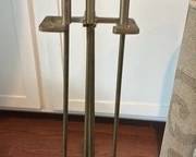 Brass duck fireplace tools