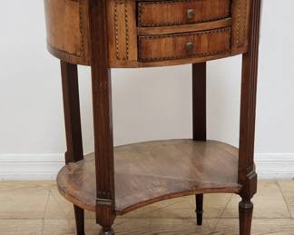 Antique French inlaid side table with marble top