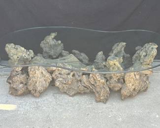 vintage burl wood coffee table