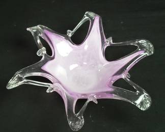 hand blown art glass star bowl