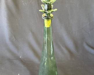 Vintage Empoli green glass decanter