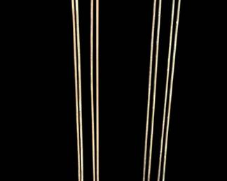 Pair of mid century modern copper torchiere Rainbow lamp Co. floor lamps