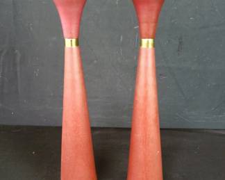 mid century modern wood candlesticks