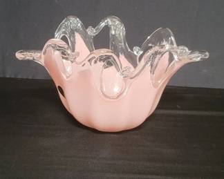 Murano pink Italian glass bowl