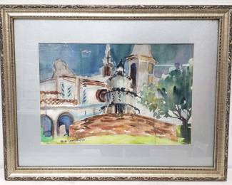 Signed Thelma Speed Houston framed watercolor painting