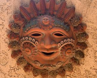 Large Terracotta Sun God Wall Sculpture