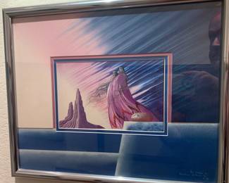 Bill Rabbit Lithograph with Custom Matte by Christine of Santa Fe 1991