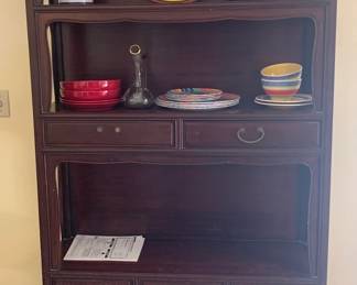 Asian Inspired Open Display Cabinet with Drawers