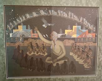 Pablita Velarde "Old Father Storyteller" 1958 Signed Lithograph 902/1500