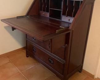 1960s Asian Hand Carved Drop Front Desk