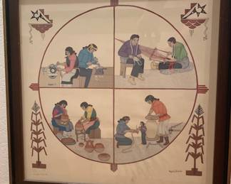 Pablita Velarde "Pueblo Culture" 1975 Signed Lithograph 156/250