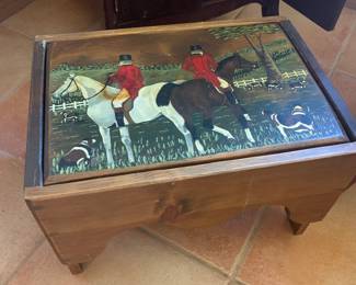 Hand Painted Footstool with Fox Hunt Imagery