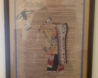 Michael Horse "We The People" Ledger Painting Signed and Inscribed Print