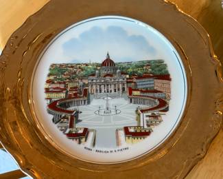 Roma Plate in Gold Trim Rome Italy