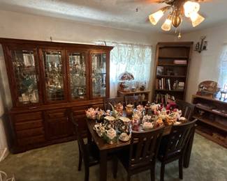 China Cabinet, 6 person dining table, teapot collection, bookcases
