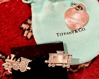 Tiffany & Co sterling, scarce James Avery train cuff links.